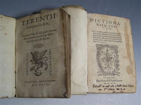 Appraisal: Terentius Afer Publius Terentii comoediae sex Venice Johannes Gryphius vo