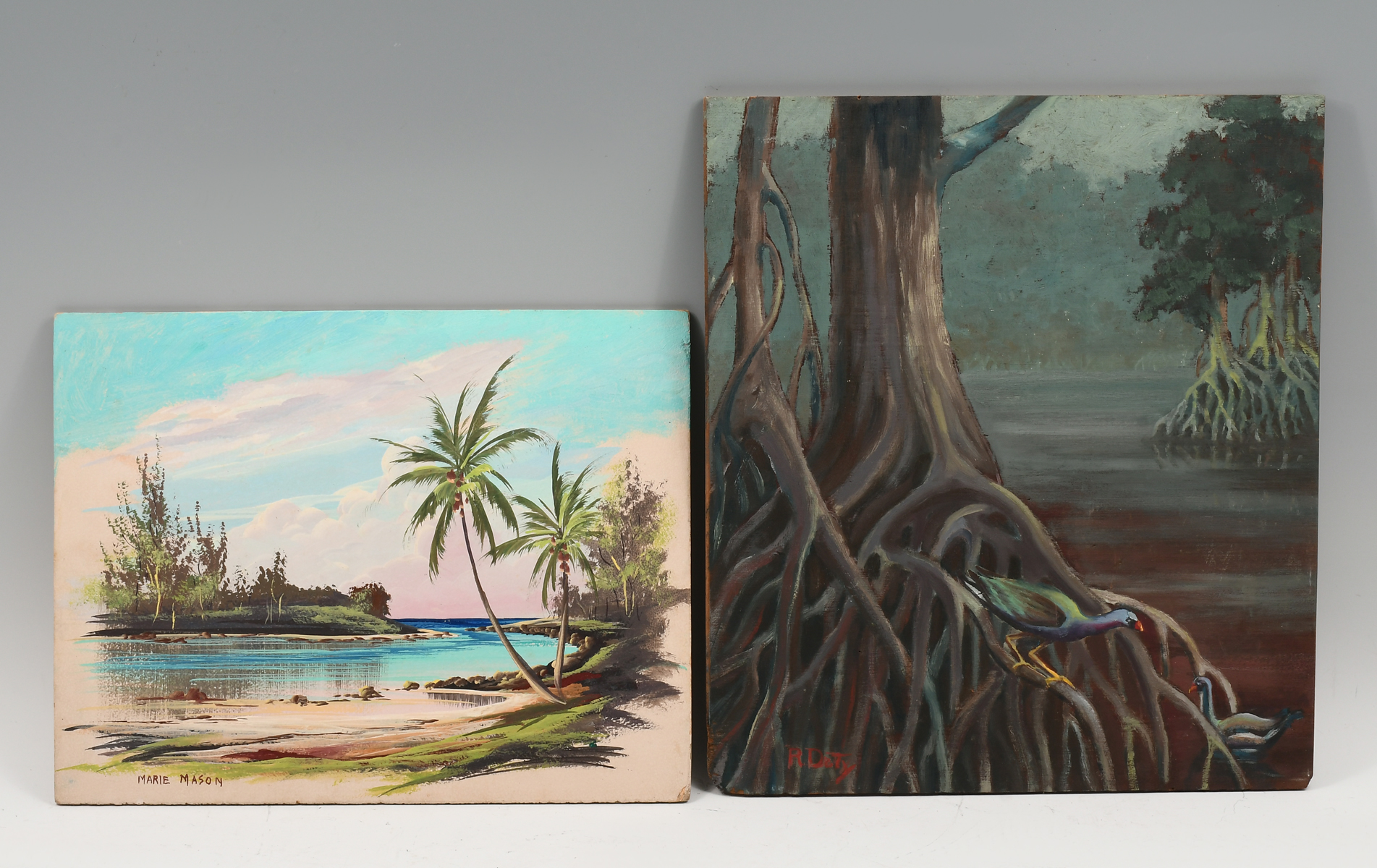 Appraisal: TWO FLORIDA PAINTINGS R Doty Cypress River Oil Board ''