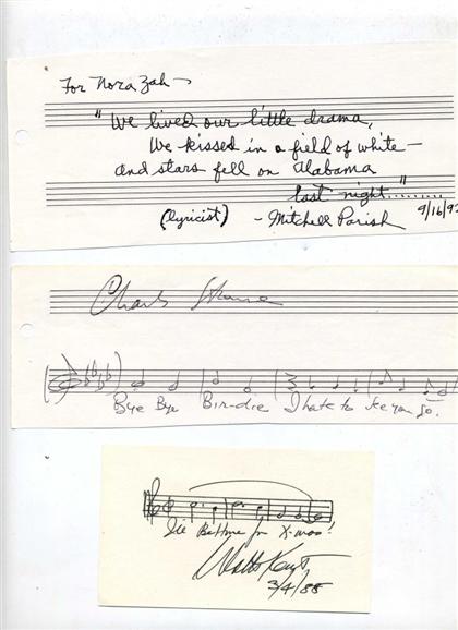 Appraisal: pieces Autograph Material - American Popular Song - Music Quotations