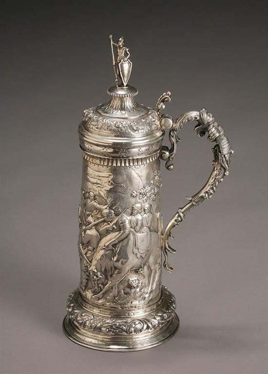 Appraisal: German Renaissance Style Repouss Silver Flagon J D Schleissner Sohne