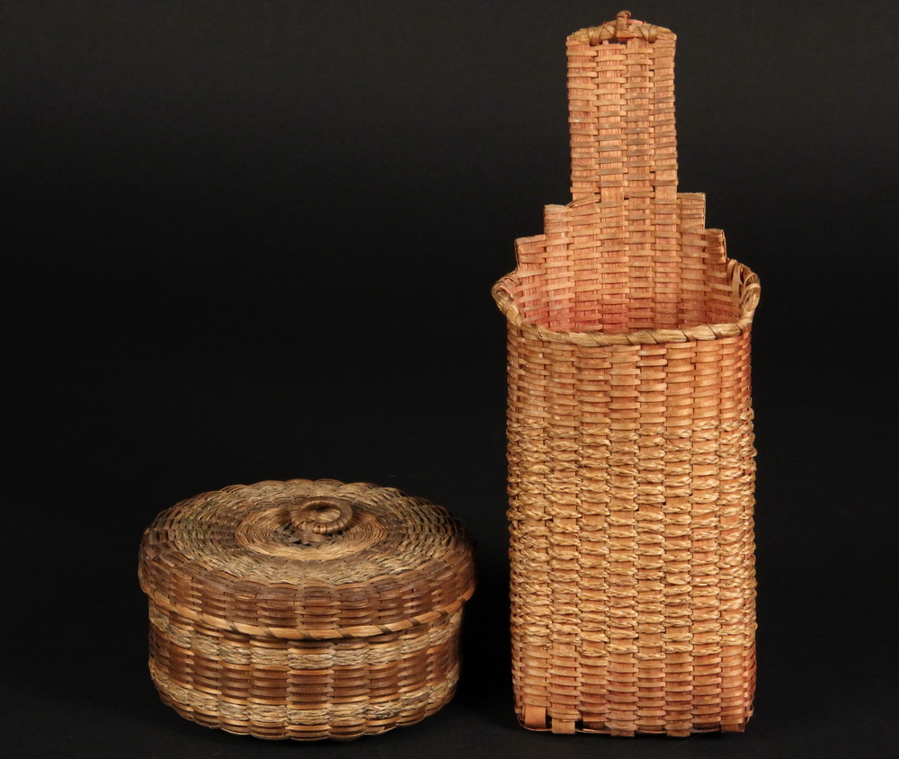 Appraisal: PCS PASSAMAQUODDY BASKETRY - Both circa in sweetgrass and splint