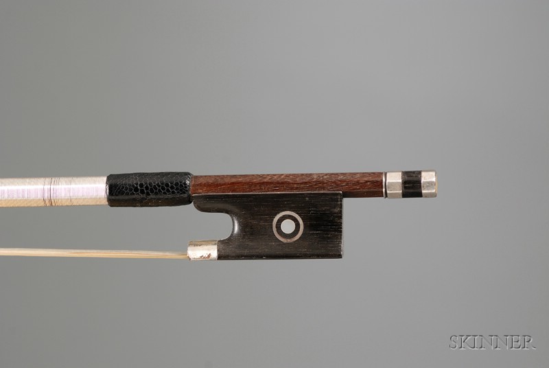 Appraisal: Silver Mounted Violin Bow the round stick stamped MARTIN LEIPZIG