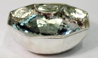 Appraisal: Small Greek Sterling Silver Octagonal Bowl The silver sides lightly