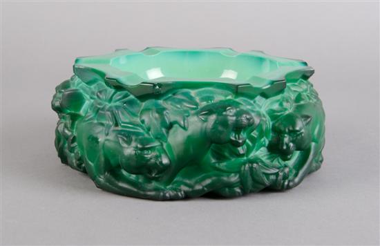 Appraisal: A Green Glass Ash Receiver Diameter inches