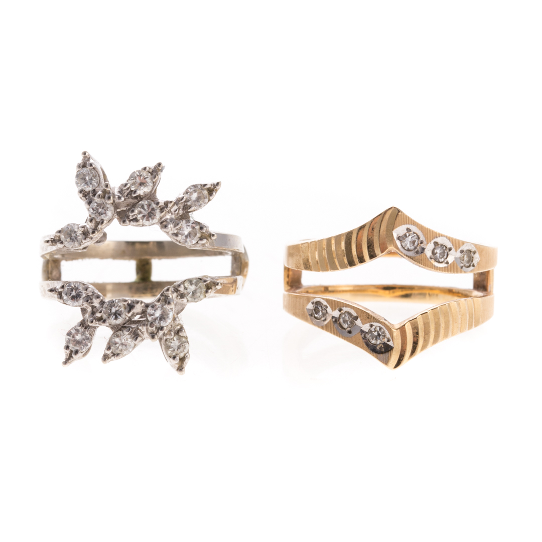 Appraisal: A Pair of Diamond Ring Guards in K Gold K