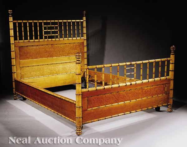 Appraisal: An American Aesthetic Faux Bamboo Maple Bedstead late th c