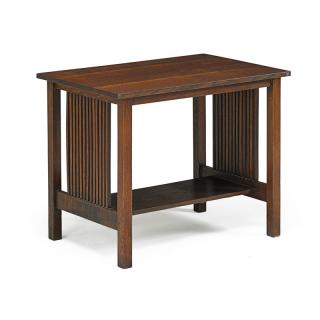 Appraisal: GUSTAV STICKLEY Spindled library table GUSTAV STICKLEYSpindled library table Eastwood