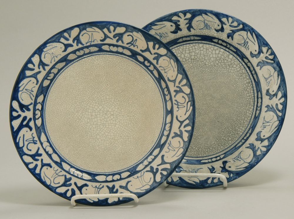 Appraisal: TWO DEDHAM POTTERY PLATES In Rabbit pattern One with blue