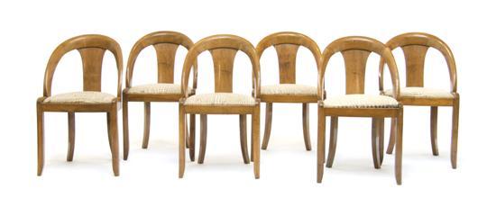 Appraisal: Set of Six American Birch Gondola Chairs each with rounded