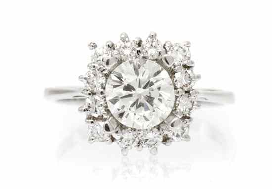 Appraisal: A Karat White Gold and Diamond Ring containing one round