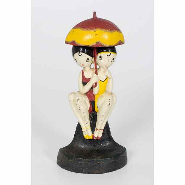 Appraisal: Hubley Bathing Girls Cast Iron Doorstop American a painted cast