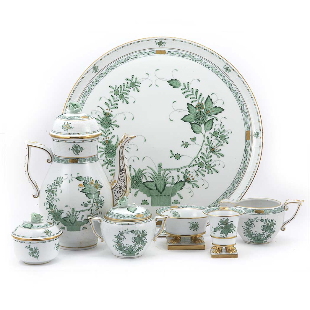 Appraisal: Herend Porcelain Dessert Service In the Chinese Green Flowers pattern