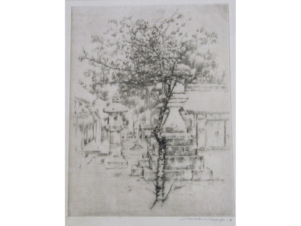 Appraisal: MORTIMER L MENPES RE - Etching 'Plum Blossom Japan' signed