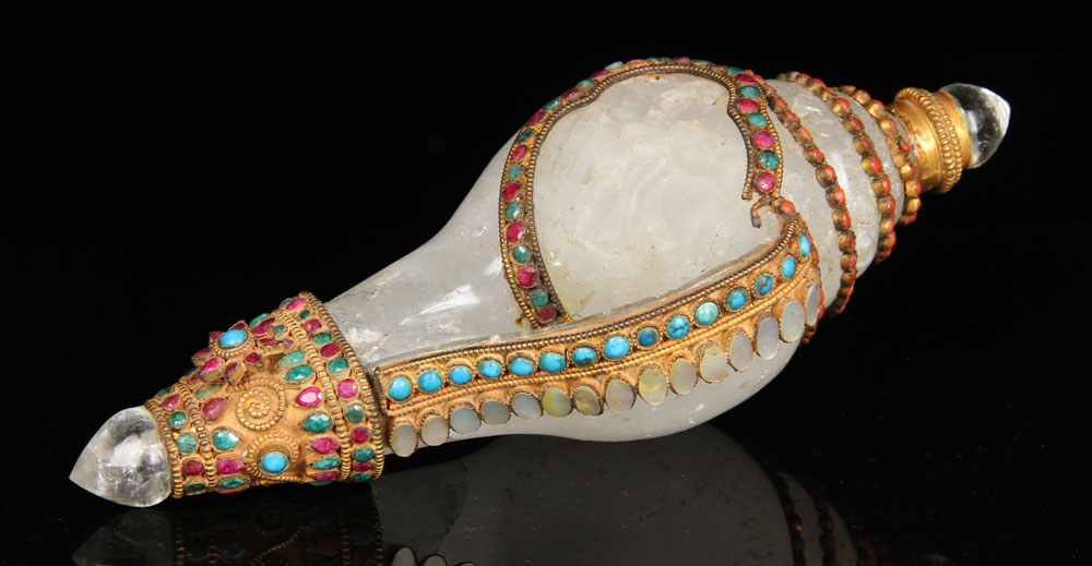 Appraisal: - Indian Mughal Carved Rock Crystal Shell Indian Mughal carved