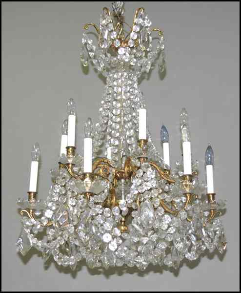 Appraisal: FRENCH GILT BRONZE AND CRYSTAL TWELVE-LIGHT CHANDELIER '' x ''