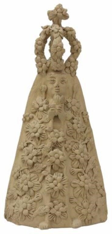 Appraisal: Folk art pottery figure Le Virgen signed T B Teodora