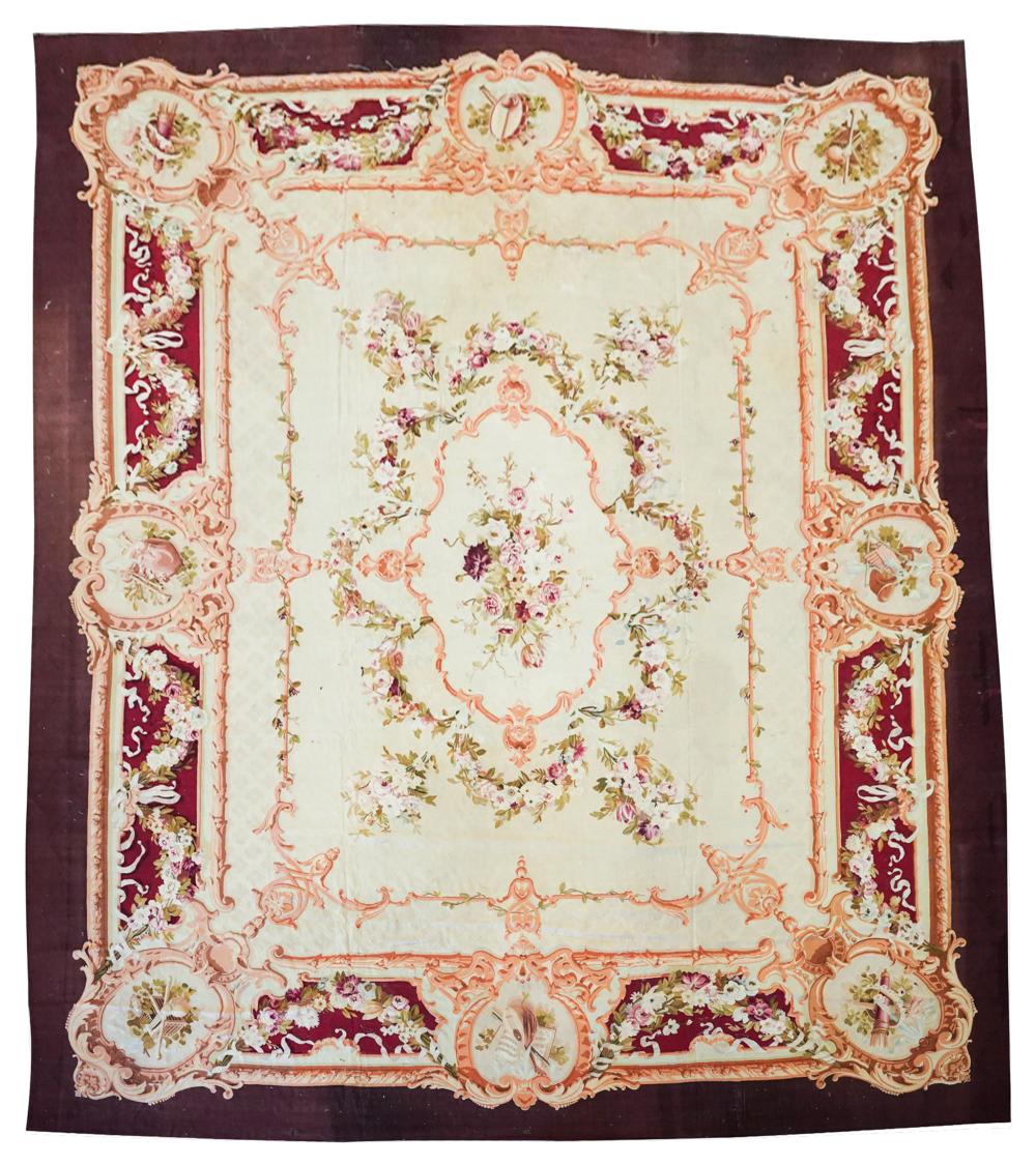 Appraisal: AUBUSSON CARPETwith handwritten tag Hand Made in France Condition several