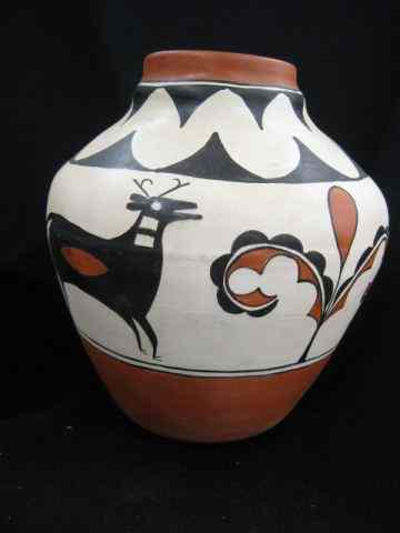 Appraisal: Indian Pottery Vase Joe Sangre Isleta '' animals florals excellent