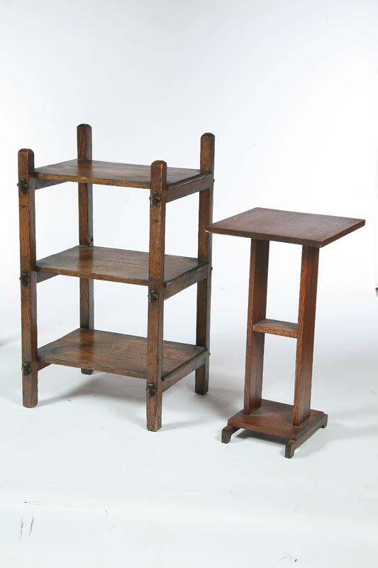 Appraisal: TWO ARTS AND CRAFTS STANDS American early th century oak