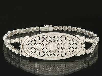 Appraisal: An k White Gold and Diamond Bracelet k white gold