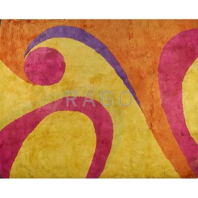 Appraisal: EDWARD FIELDS Sculpted wool rug USA s Stenciled Edward Fields