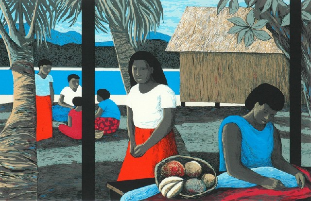 Appraisal: Ray Crooke - Fijian Village screenprint ed signed and dated