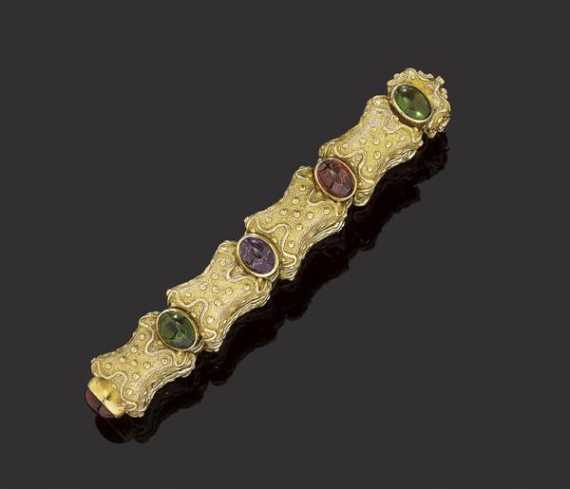 Appraisal: GOLD TOURMALINE AND TANZANITE SET J J MARCO Yellow gold