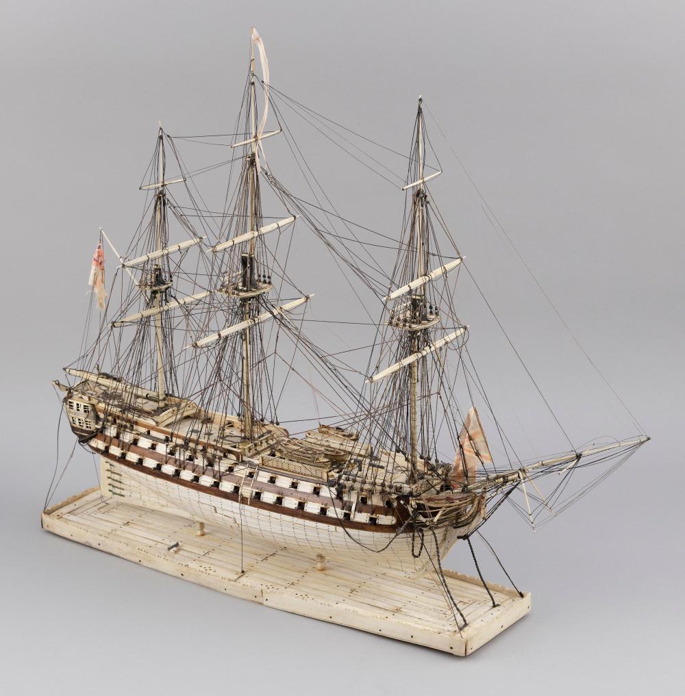 Appraisal: NAPOLEONIC PRISONER-OF-WAR-STYLE MODEL OF THE -GUN SHIP OF THE LINE