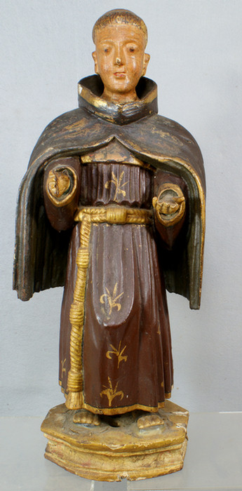 Appraisal: Carved wood figure of Saint Anthony - h circa th