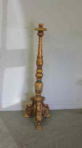 Appraisal: Carved Wood Torchiere Candlestick From a Park Avenue NYC estate