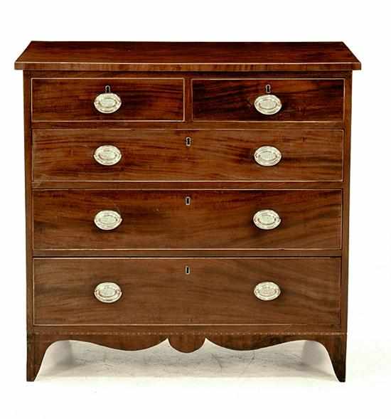 Appraisal: Federal inlaid mahogany chest of drawers probably Baltimore circa rectangular