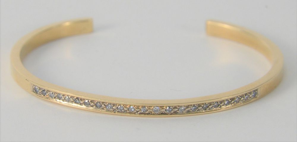 Appraisal: Karat Gold Bangle Bracelet set with diamonds grams Karat Gold