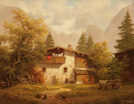 Appraisal: Anton Gutknecht German - Cottage in the Foothills of the