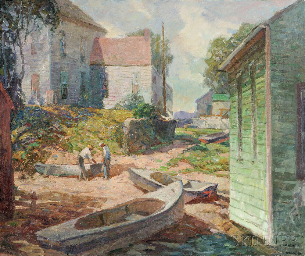 Appraisal: Will S Taylor American - Fishing Village Scene Signed WILL