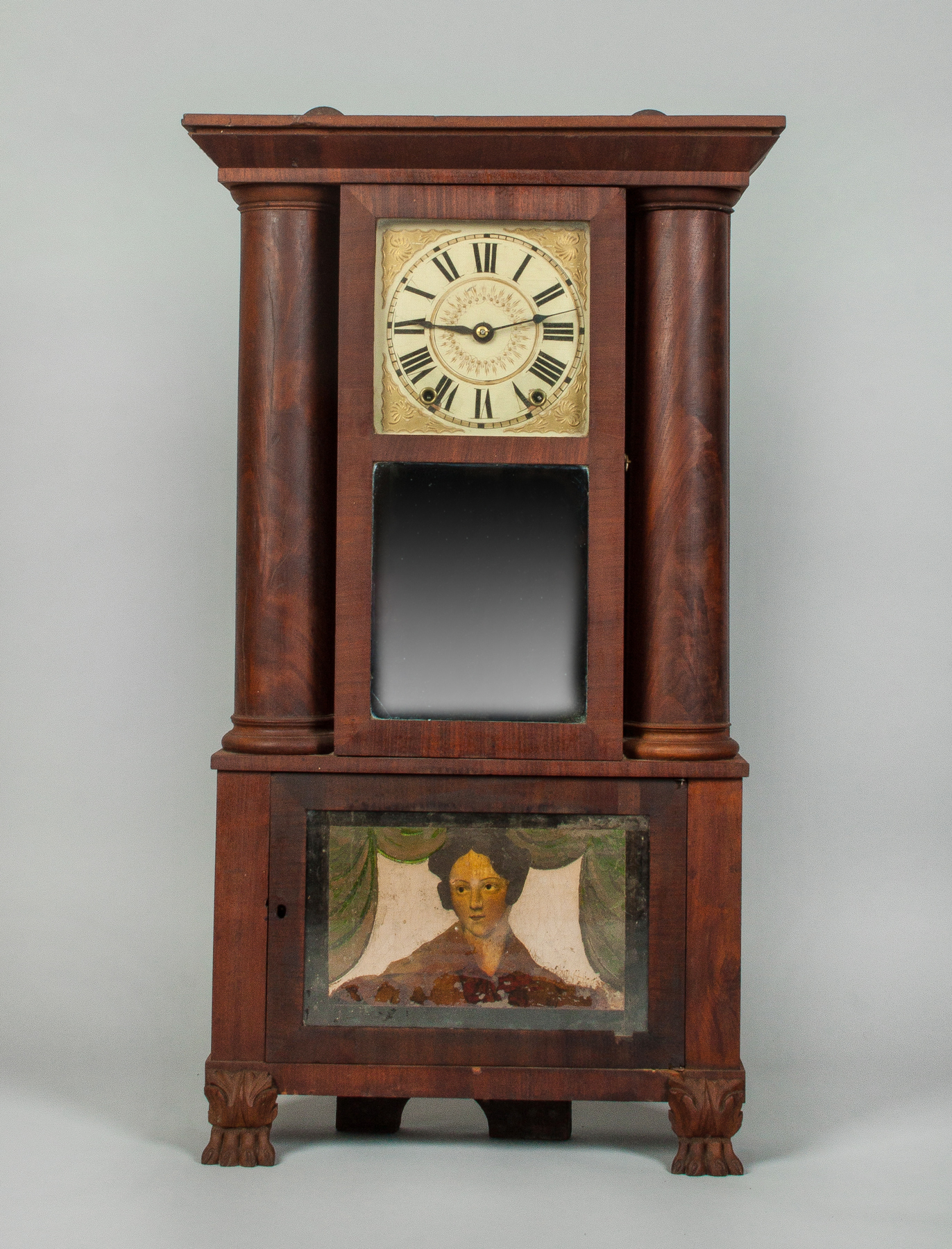 Appraisal: Austin Chittenden Hollow Column Shelf Clock Lexington MA Carved mahogany