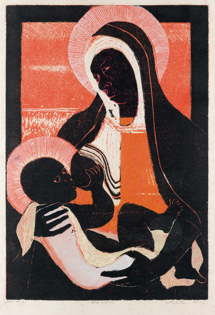 Appraisal: WALTER WILLIAMS - Black Madonna Color woodcut on wove paper