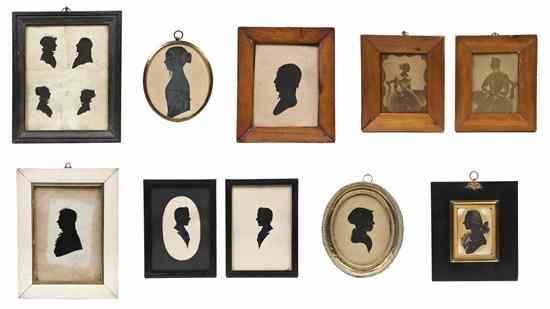 Appraisal: A Collection of Framed Profile Bust Silhouettes comprising four hollow