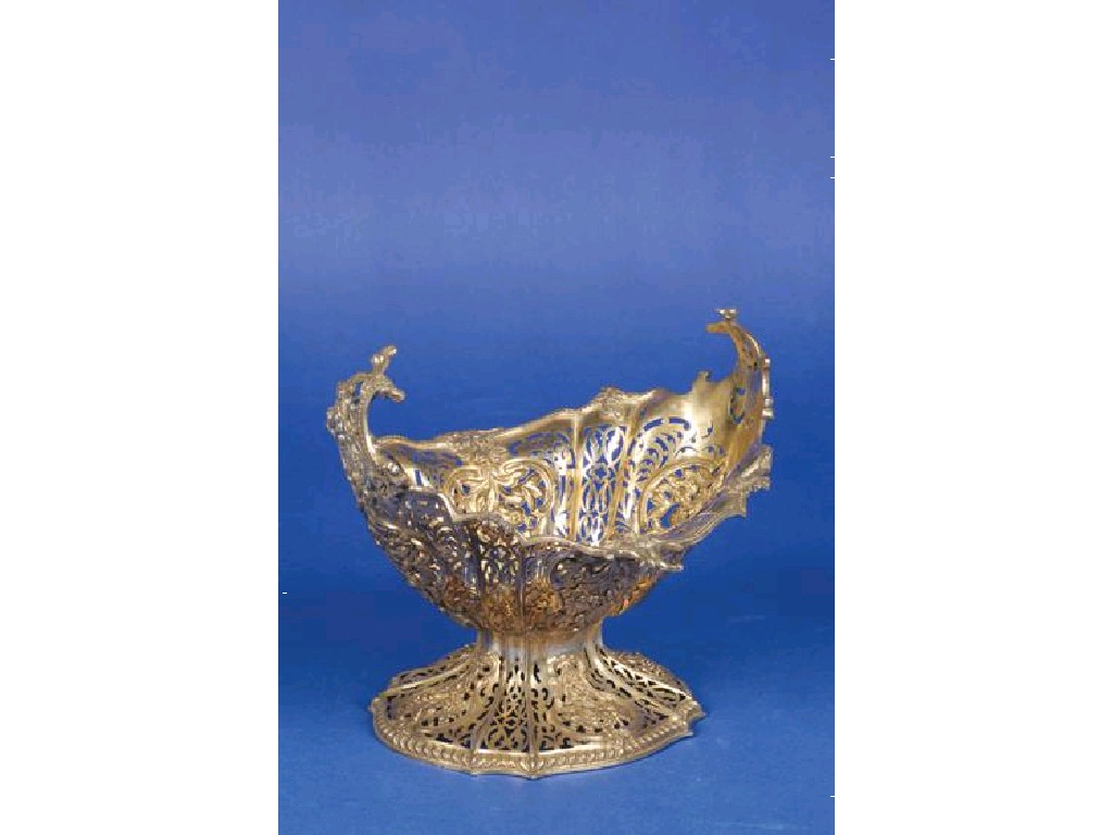 Appraisal: A LATE VICTORIAN SILVER GILT FRUIT BOWL of shaped oval