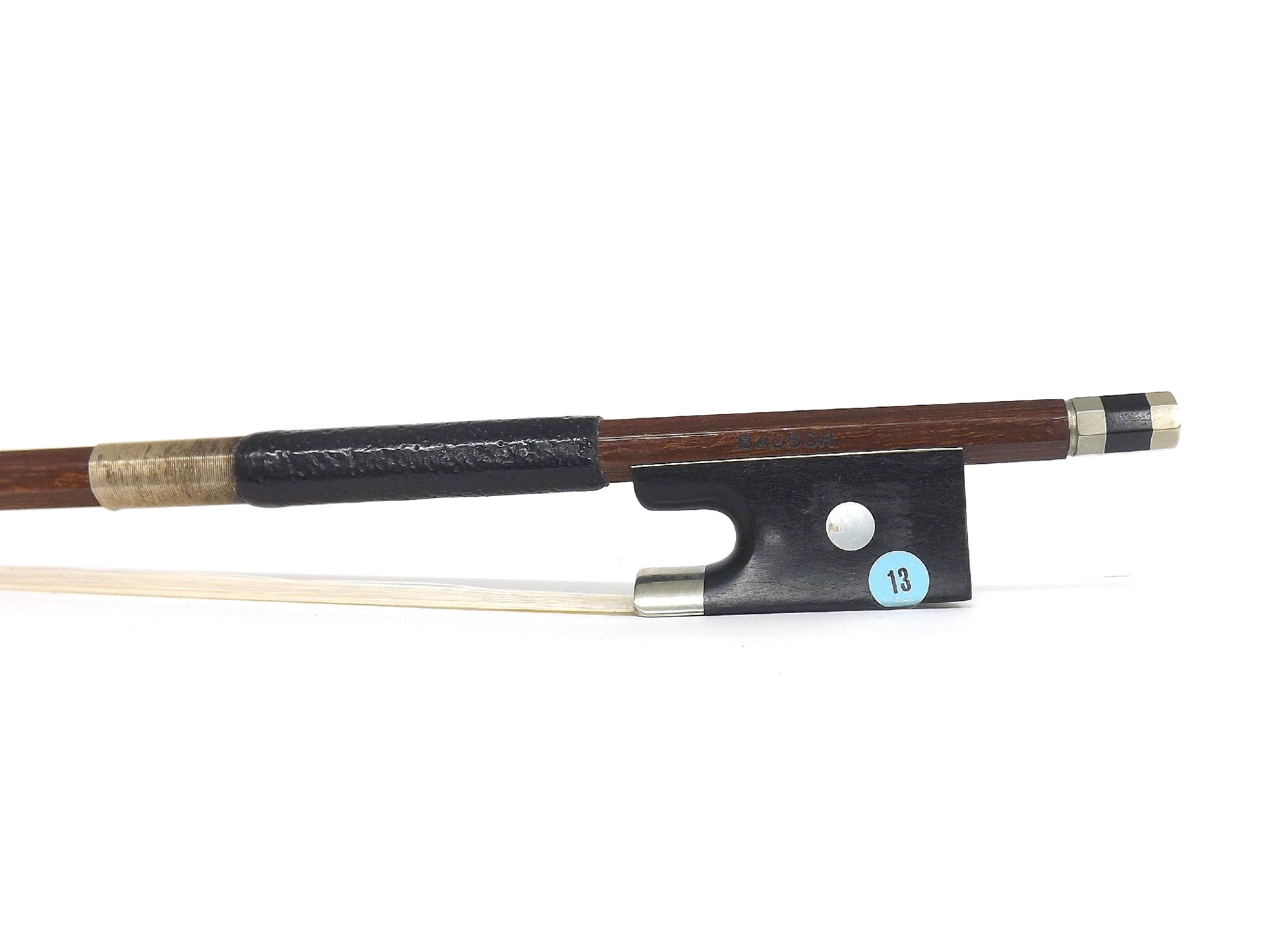 Appraisal: German silver mounted violin bow stamped Bausch gm with silver