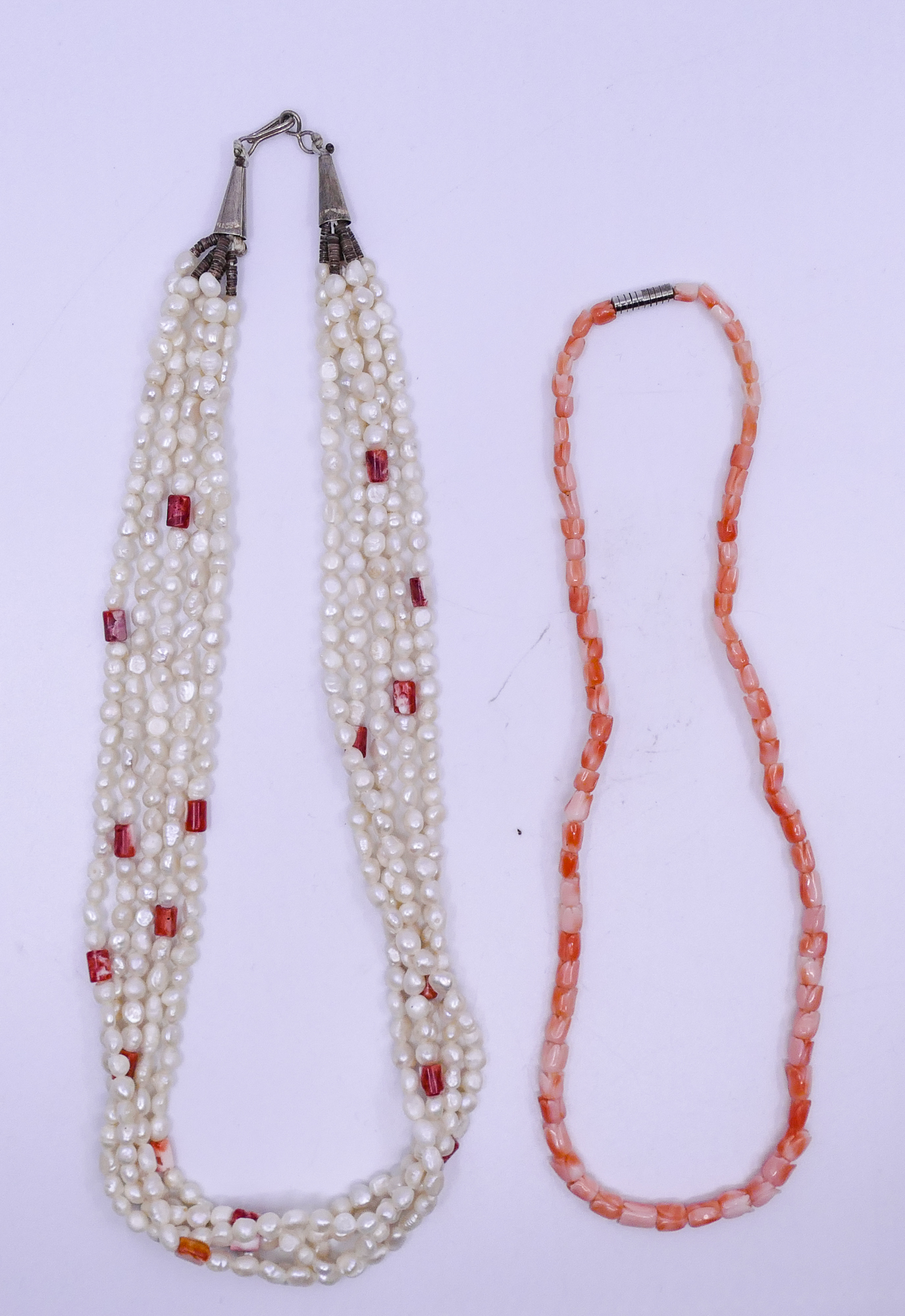 Appraisal: Box pc Coral Real Pearl Necklaces