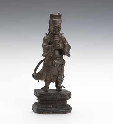 Appraisal: Chinese Standing Bronze Male Figure A finely cast bronze male