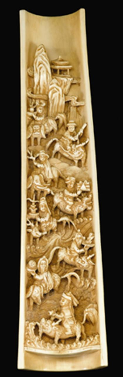 Appraisal: Fine Chinese elephant ivory wrist rest th centruy Of narrow