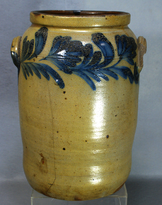 Appraisal: gallon stoneware jar with blue floral decoration by Robert C