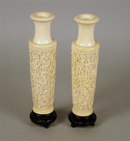 Appraisal: Pair of Chinese elephant ivory vases canton late th century