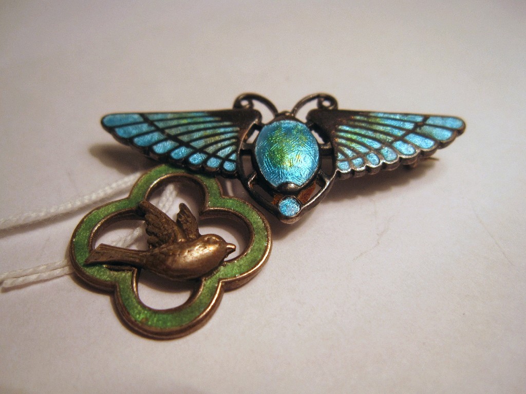 Appraisal: Lot comprising Charles Horner silver and enamel moth brooch and