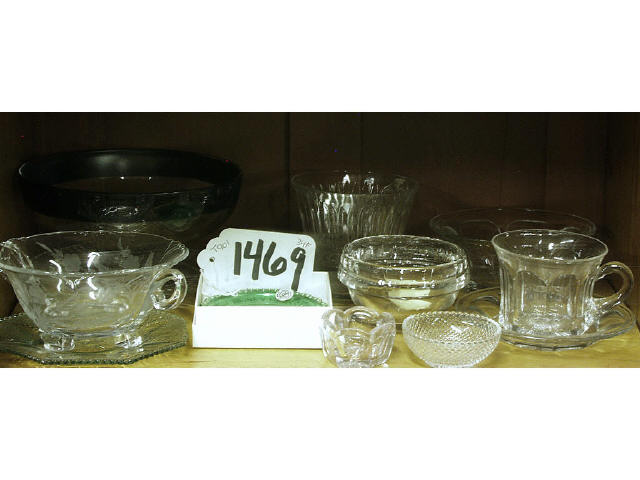 Appraisal: Box lot of clear glass including Heisey some unmarked pieces