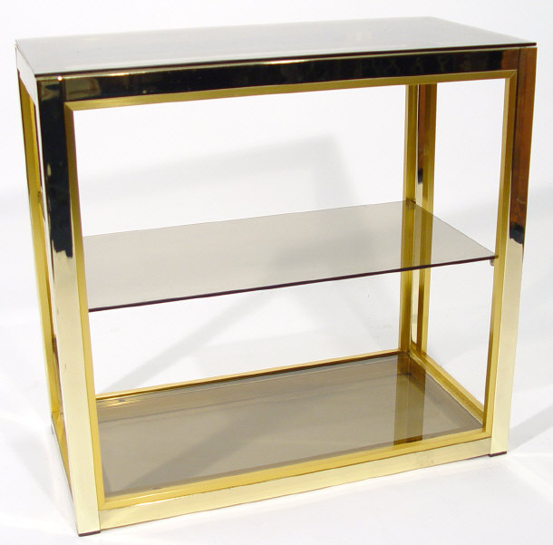 Appraisal: s Zevi Italian chrome and gold metal framed shelving unit