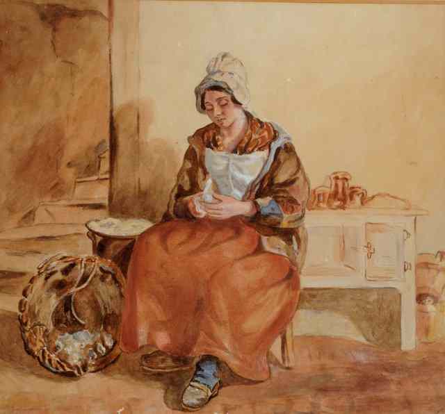 Appraisal: TH CENTURY ENGLISH SCHOOL Portrait of a young lady working