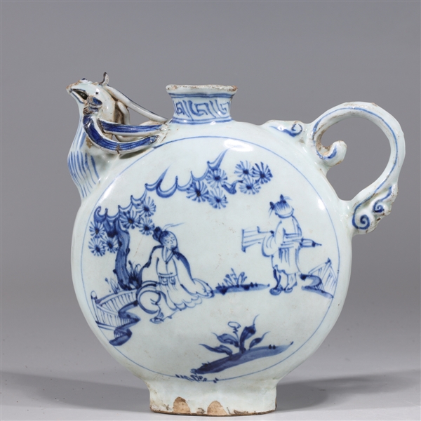 Appraisal: Chinese blue and white porcelain ewer with bird form spout