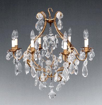 Appraisal: Louis XV style chandelier gilt wrought iron and crystal foliate